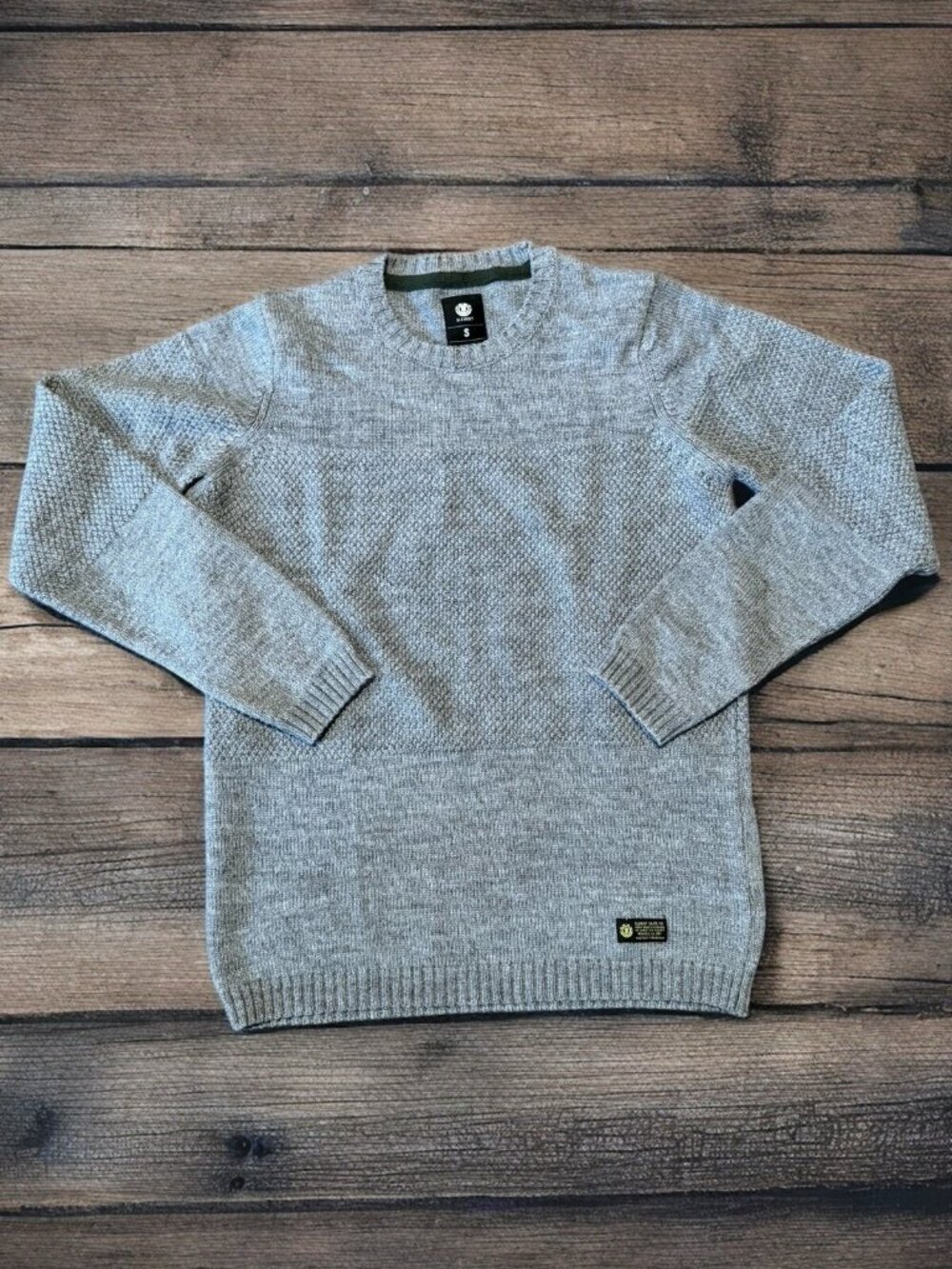 Element Skateboards Jumper Mens Grey Braided Striped Pullover Sweater Crew Neck